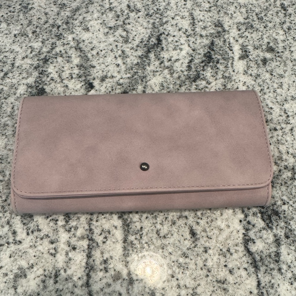 NWOT Pink Suede Tri fold Wallet